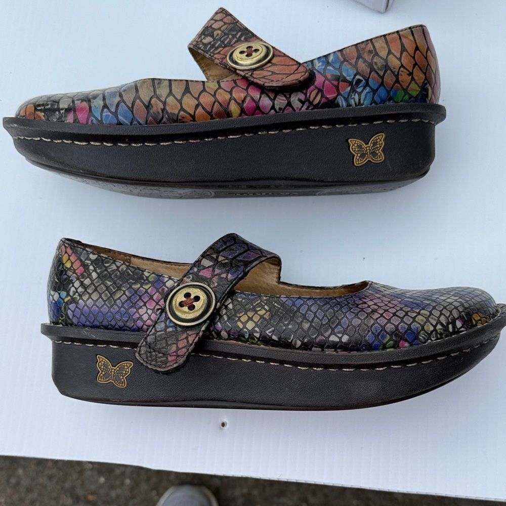 Alegria Paloma Mary Jane Purple Multi Snake Shoes size 38